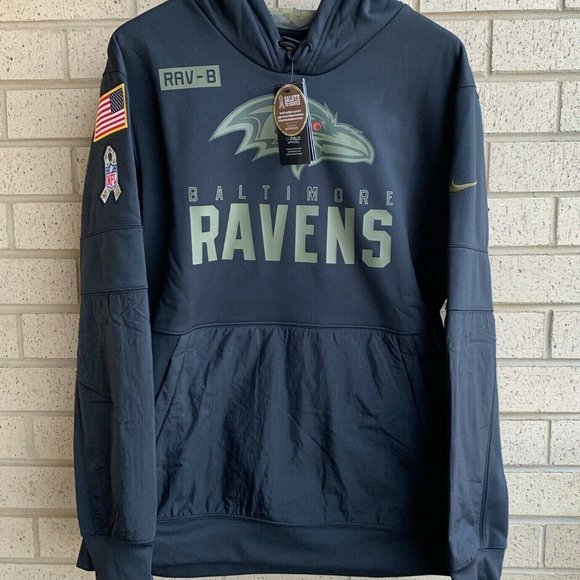 RARE Nwt 100% Nike 2020 Baltimore Ravens Salute To Service Sideline Hoodie NFL - Picture 4 of 4